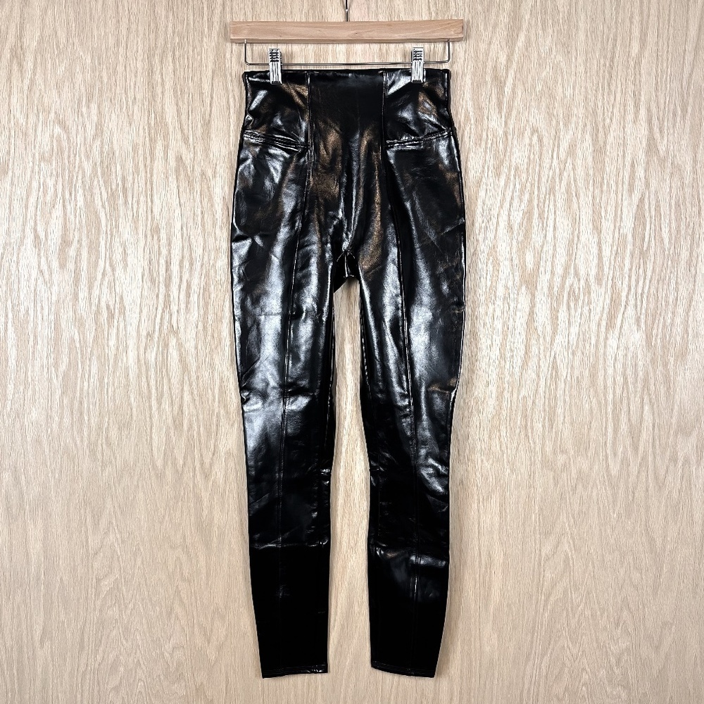 SPANX Faux Patent Leather Leggings Black NEW - Picture 7 of 15